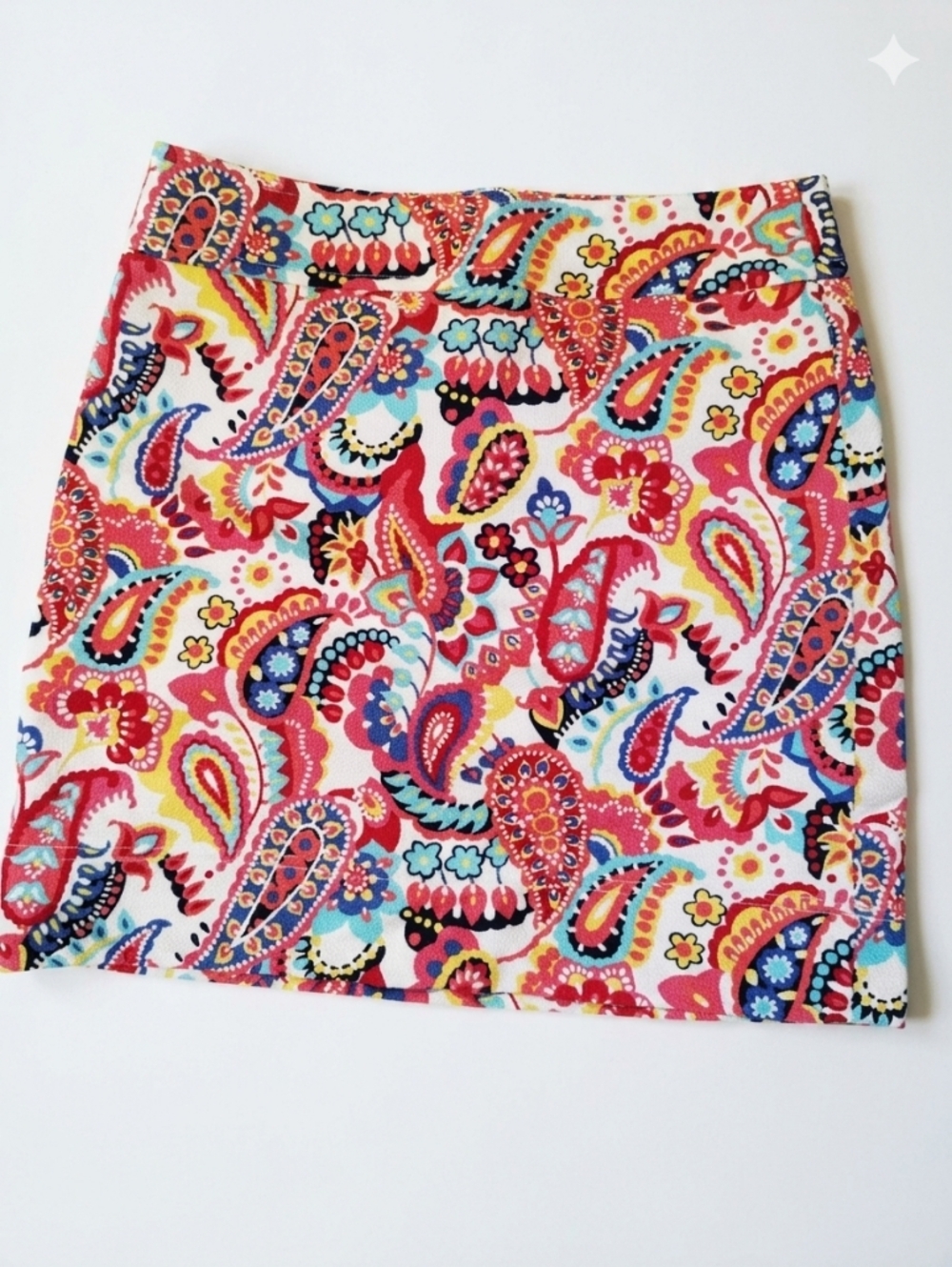 Talbots Multicolor‎ Paisley Print Skirt - White, Pink, Blue, Yellow, Size 8